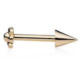 Spike Threaded Ball Earring by Maria Tash in 14K Yellow Gold. Flat Stud. - Earring. Navel Rings Australia.
