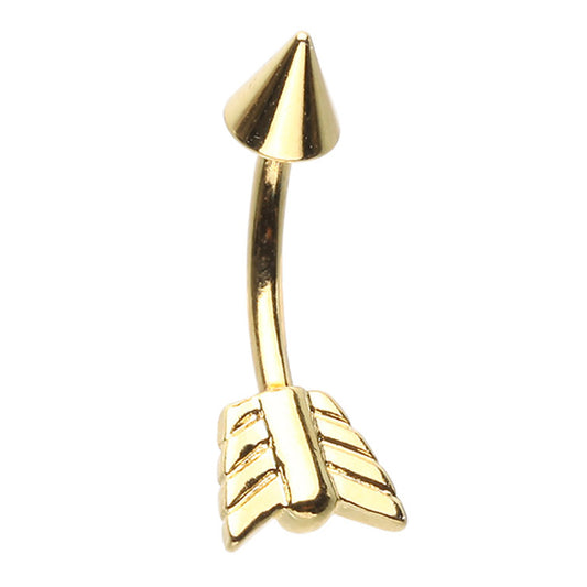 16g Petite Split Arrow Navel Ring with Gold Plating - Split Spinal Belly Bar. Navel Rings Australia.