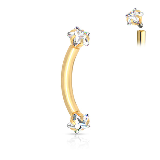 16g Petite Internally Threaded Star Navel Ring with Gold Plating - Reverse Top Down Belly Ring. Navel Rings Australia.