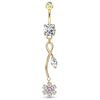 Fantasía Orchid Zenith Belly Ring with Gold Plating