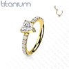 Forbidden Love Titanium Clicker Earring with Yellow Gold Plating