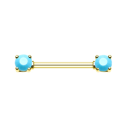 Classic Turquoise Nipple Ring with Gold Plating - Nipple Ring. Navel Rings Australia.