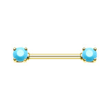 Classic Turquoise Nipple Ring with Gold Plating - Nipple Ring. Navel Rings Australia.