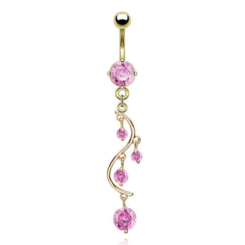 Chandelier Vine Navel Ring in Gold - Dangling Belly Ring. Navel Rings Australia.