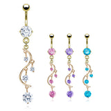 Chandelier Vine Navel Ring in Gold - Dangling Belly Ring. Navel Rings Australia.
