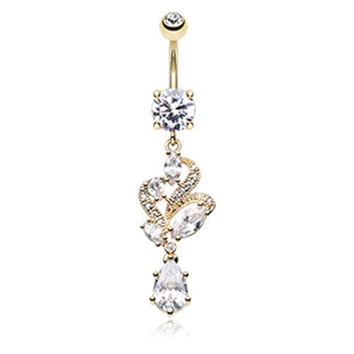 Golden Noué Gem Belly Ring - Dangling Belly Ring. Navel Rings Australia.