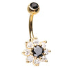 Midnight Beauteous Daisy Belly Ring with Gold Plating