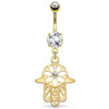 Hamsa Amulet Belly Bar with Gold Plating