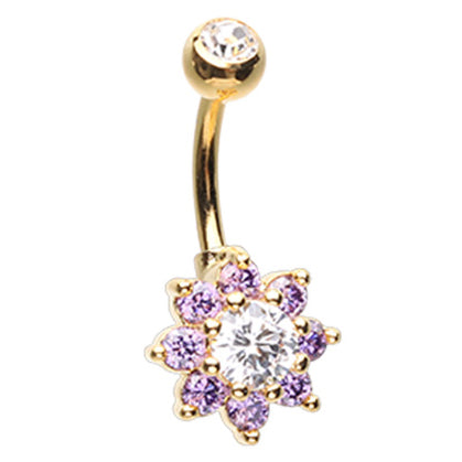 Velvet Beauteous Daisy Belly Ring - Fixed (non-dangle) Belly Bar. Navel Rings Australia.