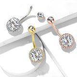 Jojo Halo Belly Bar with Rose Gold Plating - Basic Curved Barbell. Navel Rings Australia.