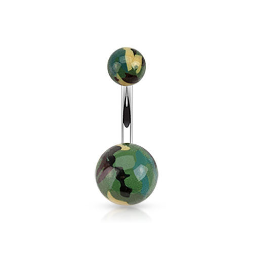 Go Camo Acrylic Belly Bars - Basic Curved Barbell. Navel Rings Australia.