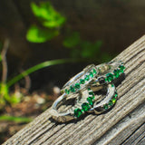 TummyToys® Green CZ Paved Silver Sleeper Navel Bar - TummyToys® Patented Clasp. Navel Rings Australia.