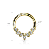 Jewelled Leaflet Clicker Body Jewellery with Gold Plating