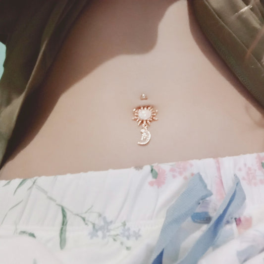 Hatha Goddess Opal Belly Dangle - Dangling Belly Ring. Navel Rings Australia.