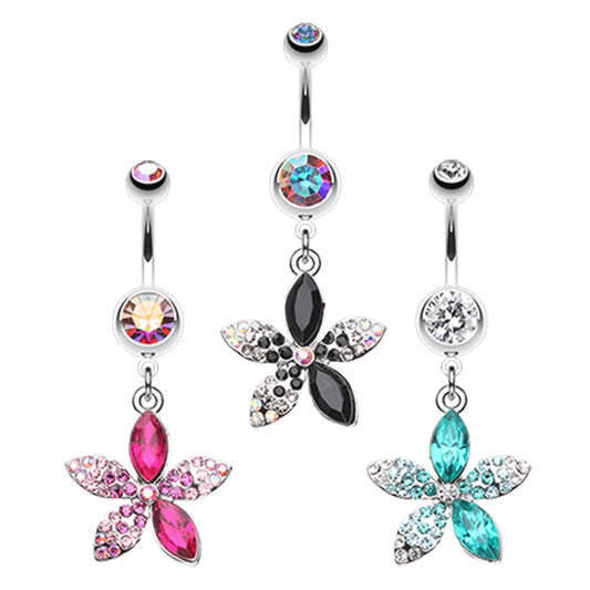 Leilani Hawaiian Blossom Belly Bar - Dangling Belly Ring. Navel Rings Australia.