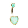 Frontal Opal Heart Belly Ring in Gold