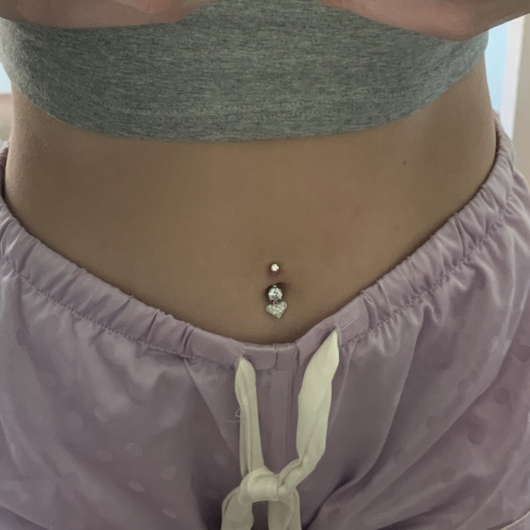Mini Heart Dangly Navel Bar - Dangling Belly Ring. Navel Rings Australia.