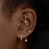 Threaded Heart Earring by Maria Tash in 14K Rose Gold. Flat Stud. - Earring. Navel Rings Australia.