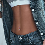 Ice Heart Solitaire Belly Bar - Fixed (non-dangle) Belly Bar. Navel Rings Australia.