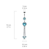Khloe Heart Chandelier Belly Dangle - Dangling Belly Ring. Navel Rings Australia.