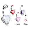 Heart Solitaire Belly Rings. Petite and Mega Heart Gems.