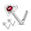 Heart Breaker L-Shape Nose Ring in 14K White Gold