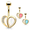 Aphrodite's Opal Heart Belly Bar with Gold Plating