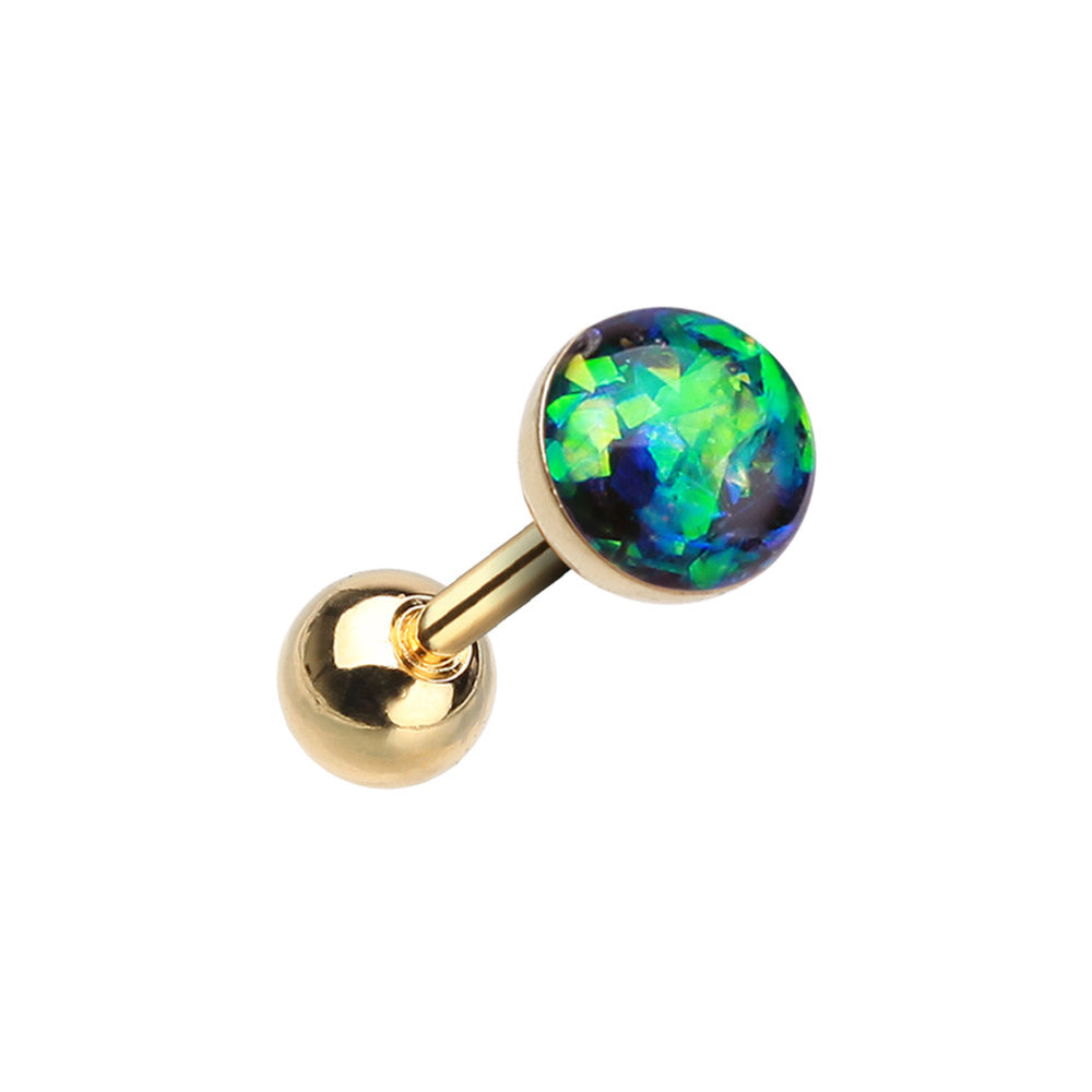 Classic Opal Stud Earring in Gold. Tragus and Cartilage Piercings. - Earring. Navel Rings Australia.