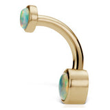 Petite Australian Opal 14K Yellow Gold Belly Ring by Maria Tash - Basic Curved Barbell. Navel Rings Australia.