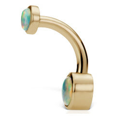 Petite Australian Opal 14K Yellow Gold Belly Ring by Maria Tash - Basic Curved Barbell. Navel Rings Australia.