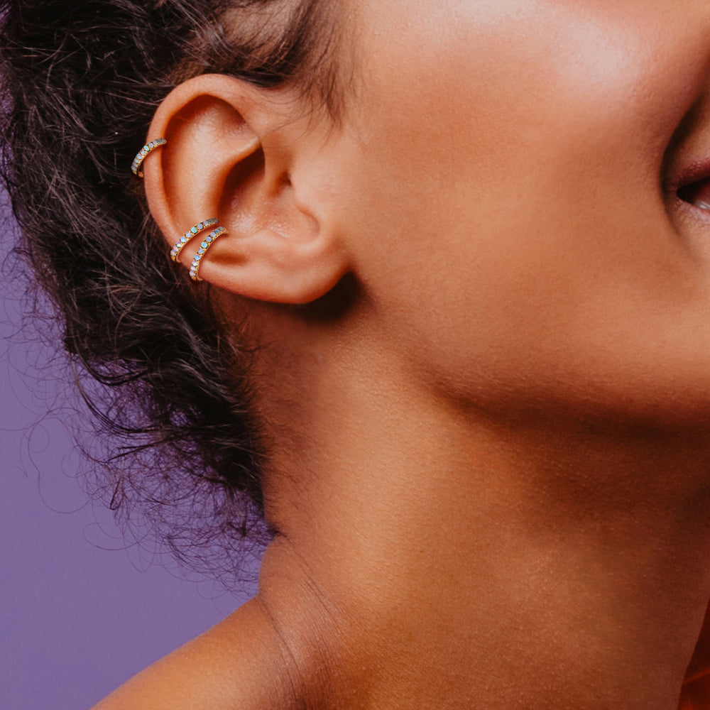 Opal Septum & Earring Body Jewellery in 14K Yellow Gold - Earring. Navel Rings Australia.