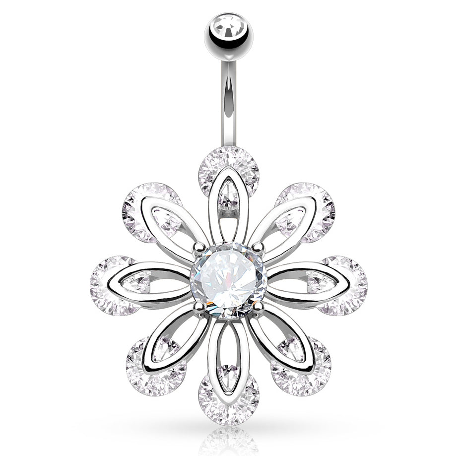 Bizee Floweret Belly Button Jewellery - Fixed (non-dangle) Belly Bar. Navel Rings Australia.