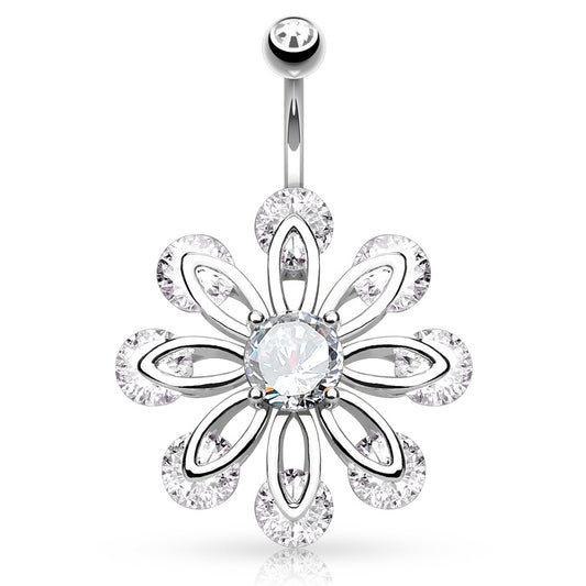 Bizee Floweret Belly Button Jewellery - Fixed (non-dangle) Belly Bar. Navel Rings Australia.