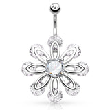 Bizee Floweret Belly Button Jewellery - Fixed (non-dangle) Belly Bar. Navel Rings Australia.