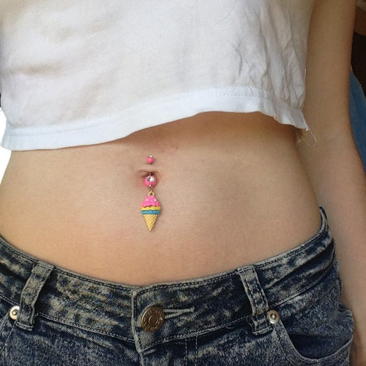 Tropicandy Ice Cream Cone Belly Button Bar - Dangling Belly Ring. Navel Rings Australia.