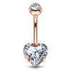Ice Heart Solitaire Belly Bar with Rose Gold Plating
