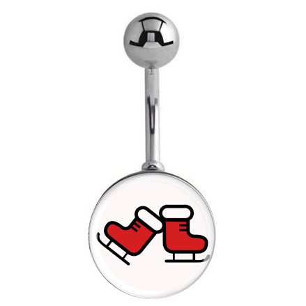 Ice Skate-O-Rama Christmas Belly Bar - Basic Curved Barbell. Navel Rings Australia.