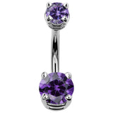 14K White Gold Gem Belly Rings - Basic Curved Barbell. Navel Rings Australia.