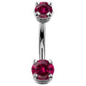 14K White Gold Petite Gem Belly Bars - Basic Curved Barbell. Navel Rings Australia.