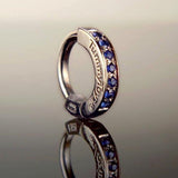TummyToys®14K White Gold With Blue Sapphire Belly Piercing Ring - TummyToys® Patented Clasp. Navel Rings Australia.