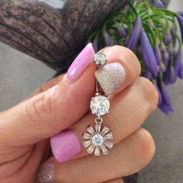 Celestial Diamante Navel Bar - Dangling Belly Ring. Navel Rings Australia.