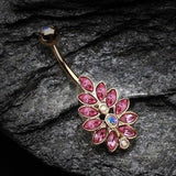 Gisela Leaflet Belly Bar - Fixed (non-dangle) Belly Bar. Navel Rings Australia.