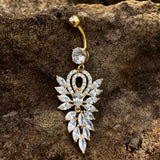 Glitz Blitz Belly Dangle with Gold Plating - Dangling Belly Ring. Navel Rings Australia.