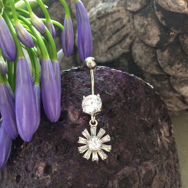 Celestial Diamante Navel Bar - Dangling Belly Ring. Navel Rings Australia.