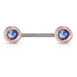Vertex Round Opal Nipple Barbell Ring - Nipple Ring. Navel Rings Australia.