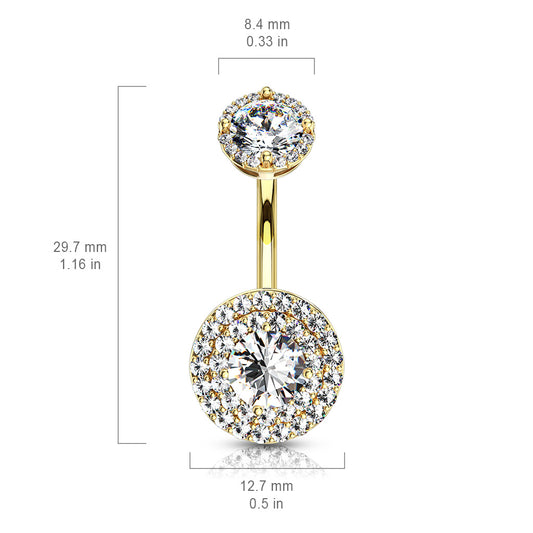 Crowned Jojo Halo Belly Bar with Gold Plating - Fixed (non-dangle) Belly Bar. Navel Rings Australia.
