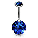 Internally Threaded Prong Set Belly Piercing - Fixed (non-dangle) Belly Bar. Navel Rings Australia.