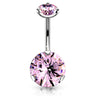 Internally Threaded Prong Set Belly Piercing - Fixed (non-dangle) Belly Bar. Navel Rings Australia.