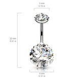 Internally Threaded Prong Set Belly Piercing - Fixed (non-dangle) Belly Bar. Navel Rings Australia.