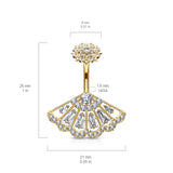 Foxia Crowned Baguette Belly Bar with Gold Plating - Fixed (non-dangle) Belly Bar. Navel Rings Australia.